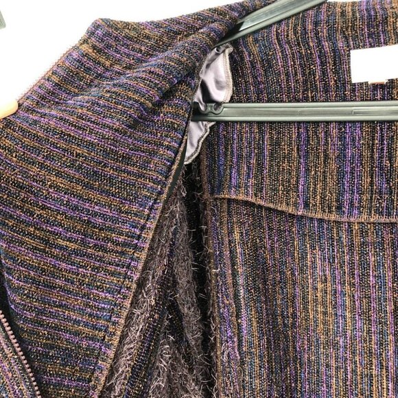 Zonda Nellis Purple Multicolored thread woven eyelash zipup Sweater / jacket M - Picture 12 of 15